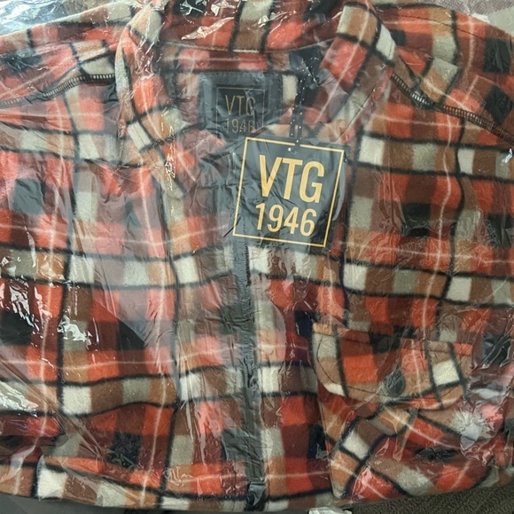 🆕Vintage 1946 Windowpane Check Microfleece Zip Shirt Jacket Shacket SZ LG NWT - Picture 5 of 6